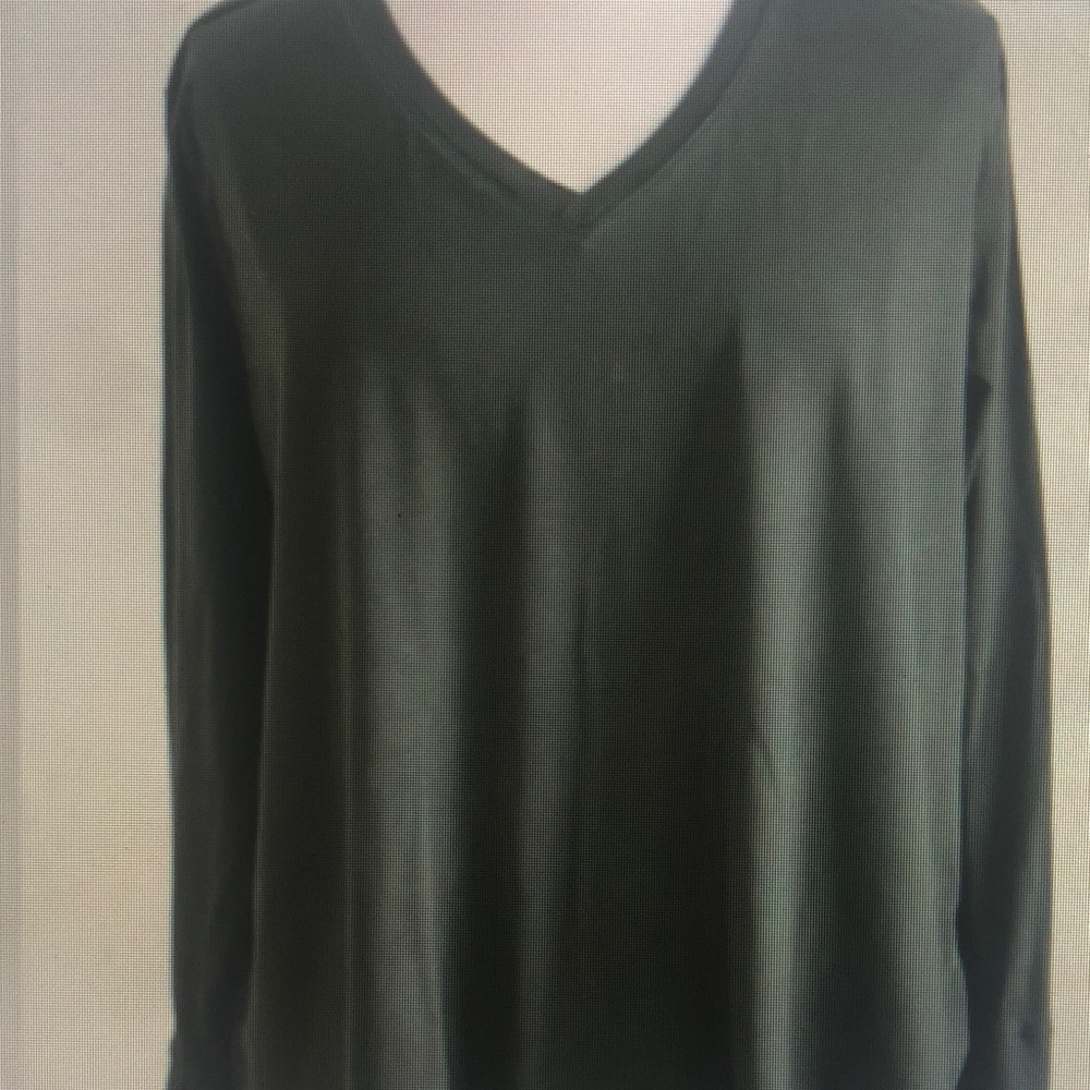 Terra & Sky Women's V-Neck Long Sleeve Top - Dark Green